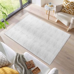 Opsia vloerkleed - Viscose Look - Labyrint Modern - Zilver / Lichtgrijs - 160 X 230 CM