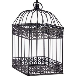 Arte r - Home decoratie vogelkooi - draad metaal - zwart - 15 x 29 cm - Deco vogelkooien