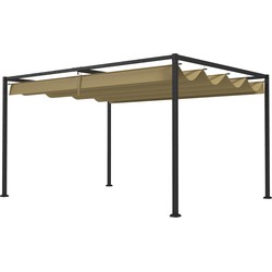 Outsunny Pergola, Robuuste Zonwering voor Tuin, Balkon, Terras, van Metaal en Kunststof, UV- en Waterafstotend, Khaki