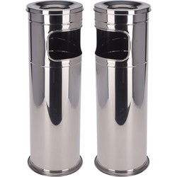 Terras asbakken - 2 stuks - RVS - 60 cm - uitneembare afvalbak - Asbakken