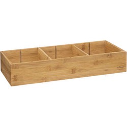 5Five Lade/kast/badkamer organizer - 3 vaks - L38 x B15 x H7 cm - bamboe hout - lichtbruin - Opbergmanden