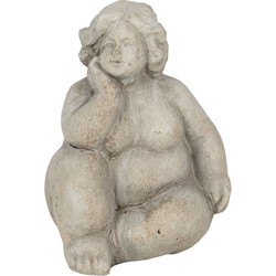 Clayre & Eef Decoratie Vrouw 12*11*16 cm Grijs Steen Decoratief Figuur Decoratieve Accessoires Woonaccessoires