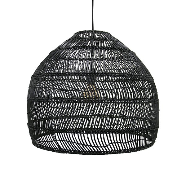 HKliving hanglamp riet handgevlochten zwart 60x60x50cm medium - 