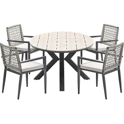 Garden Impressions Burela tuinset 5-delig - Tulli tuintafel 180x115xH75 cm