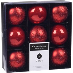 18x Kerstboomversiering luxe kunststof kerstballen rood 6 cm - Kerstbal