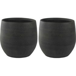Ter Steege Plantenpot - 2x - moderne look - zwart - 31 x 28 cm - Plantenpotten