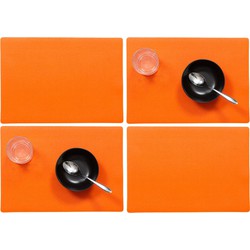 Set van 4x stuks stevige luxe Tafel placemats Plain oranje 30 x 43 cm - Placemats