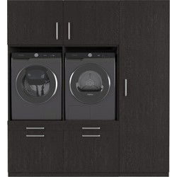 Wasophoogte Wasmachine Kast Kyoto – Ébène Zwart