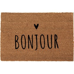 Clayre & Eef Deurmat 60x40 cm Bruin Kokosvezel PVC BONJOUR