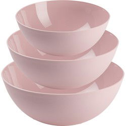 Plasticforte voedsel serveer schalen set - 3x stuks - roze - kunststof - Dia 20/25/28 cm - Serveerschalen