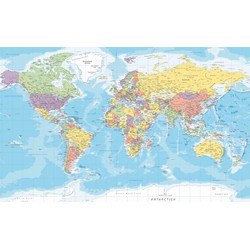 Poster wereldkaart met landen voor op kinderkamer / school 84 x 52 cm - Posters