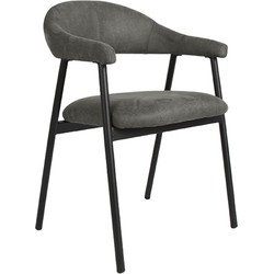 LABEL51 Eetkamerstoel Amaze - Antraciet - Micro Suede - Black Frame