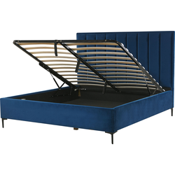 Beliani SEZANNE - Tweepersoonsbed-Blauw-Fluweel