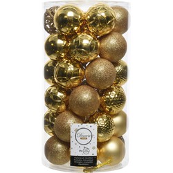 2 stuks - Kerstbal glans mix dia6cm licht goud - Decoris