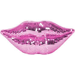 Ornament - Disco -Lips - Glass - Pink - 29x10x13,5cm