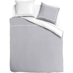Luxe dekbedovertrek doubleface - Egyptisch percal katoen - 140x200/220 - grijs/wit