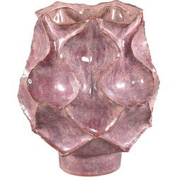 PTMD Cu Pink Ceramic Pot Irregular Dented On Foot L