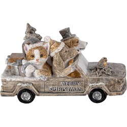 Clayre & Eef Beeld Dieren 15x7x9 cm Grijs Beige Polyresin Dieren Kerstdecoratie