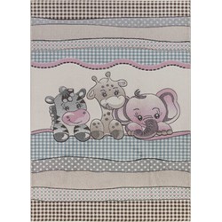 Kinderkamer Vloerkleed, KinderTapijt, SpeelTapijt - Schattig Dierentuin CUTE ZOO - Meerkleurig/Roze - 200x275 cm 