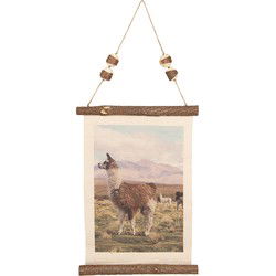 Clayre & Eef Wandkleed Bruin Linnen lama