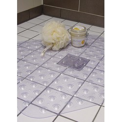 Set van 2x Transparante bad / douchemat anti-slip 52 x 53 cm - Badmatjes