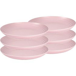 PlasticForte Bord - 6x - 25cm - roze - kunststof - rond - camping bord - Dinerborden