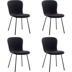 Eetkamerstoelen Set van 4 - Luca - Teddy - Zwart