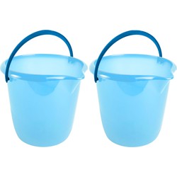 Set van 3x stuks blauwe schoonmaakemmers/huishoudemmers 10 liter van dia 28 cm - Emmers