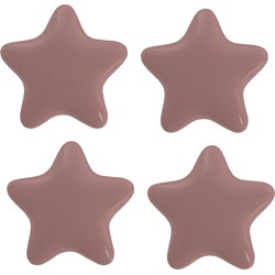 Clayre & Eef Deurknop Set van 4 Ster Ø 4 cm Roze Keramiek Meubelknop