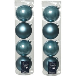 8x stuks glazen kerstballen ijsblauw (blue dawn) 10 cm mat/glans - Kerstbal