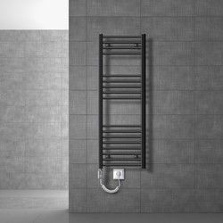 Badkamerradiator Sahara 400x1200 mm antraciet gebogen met zijaansluiting