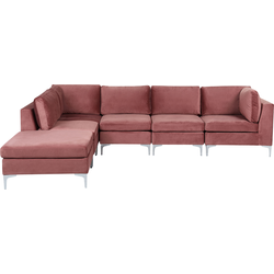 Beliani EVJA - Modulaire Sofa-Roze-Fluweel