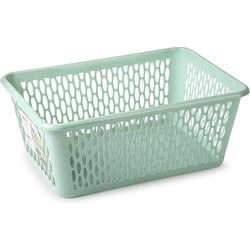 Plasticforte opbergmand/kastmandje - 13 liter - mintgroen - kunststof - 26 x 37 x 14 cm - Opbergmanden