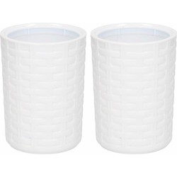 2x Witte tandenborstelhouders van 14 cm - Tandenborstelhouders