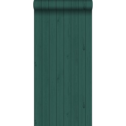 ESTAhome behang smalle sloophout planken smaragdgroen