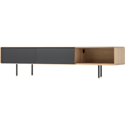 Fina lowboard houten tv meubel linoleum nero whitewash - 200 x 45 cm