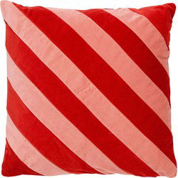 Dutch Decor PEBBE - Kussenhoes velvet 45x45 cm - aurora red - rood - roze - strepen - color blocking - Dutch Decor