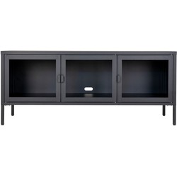 Brisbane TV-Bench - TV-Bench in black with glass doors 40x130x55 cm