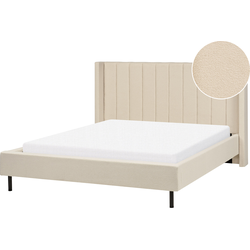 VILETTE  - Tweepersoonsbed - Lichtbeige - 160 x 200 cm - Bouclé
