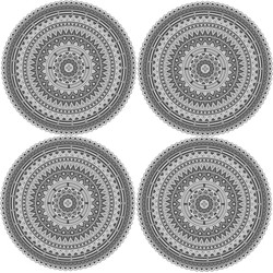 4x stuks Ibiza stijl ronde placemats van vinyl D38 cm grijs - Placemats