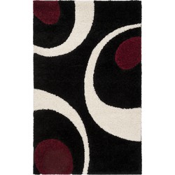 Safavieh Shaggy Indoor Woven Area Rug, Florida Shag Collection, SG474, in Black & Ivory, 122 X 183 cm