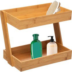 5Five badkamerrek met 2 etages - 32 x 23 x 26 cm - bamboe hout - Douche- en badrekjes
