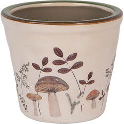 Clayre & Eef Bloempot Ø 12x11 cm Beige Keramiek Paddenstoelen