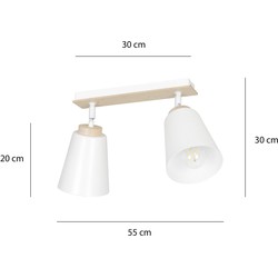 Salo 2L witte plafondlamp wit en hout 2x E27