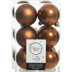 24x stuks kunststof kerstballen kaneel bruin 6 cm glans/mat - Kerstbal