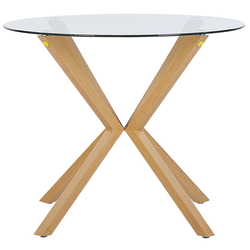 Beliani ALTURA - Eettafel-Lichte houtkleur-Veiligheidsglas