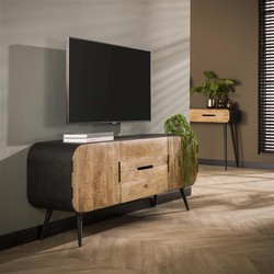 Hoyz - TV-meubel carve / Massief mango blank antiek