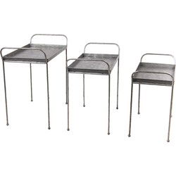 Clayre & Eef Bijzettafel Set van 3 Grijs IJzer