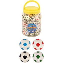 72 Stuks - Voetbal Stuiterballen Ø3.5 Cm in Pot - Uitdeelcadeautjes - Stuiterbal - Uitdeel - Traktatie voor kinderen - Jongens