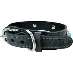 SAZZZ HALSBAND HOND BOHO TREASURE STONE VINTAGE LEER ANTRACIET 42-50X3,5 CM